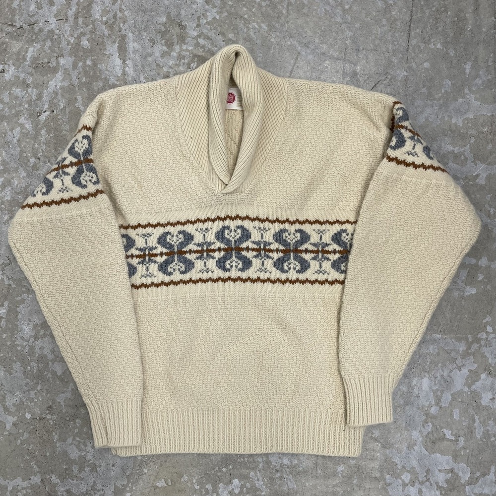 Vintage Kings Road Sweater Mens‎ Medium Shawl Collar Knit Pullover 70s